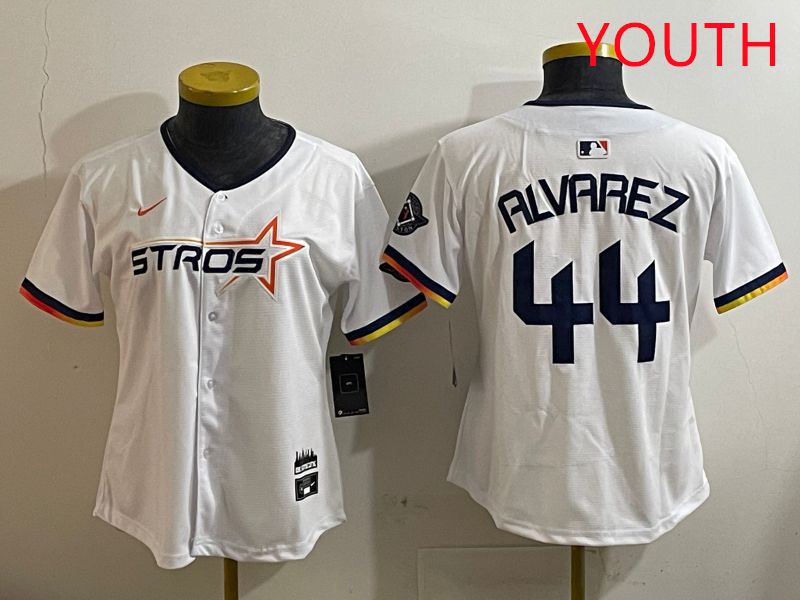 Youth Houston Astros #44 Alvarez White three generations Joint Name Nike 2025 MLB Jersey style 1